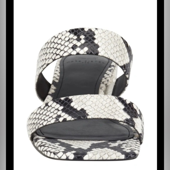 Marc Fisher Shoes Marc Fisher Pat Slide Sandal Grey & black snake print 2" heels - Picture 2 of 8